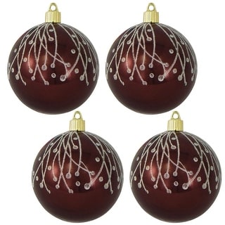 4ct Brown Shatterproof Christmas Ball Ornament 4" (100mm) - Bed Bath ...